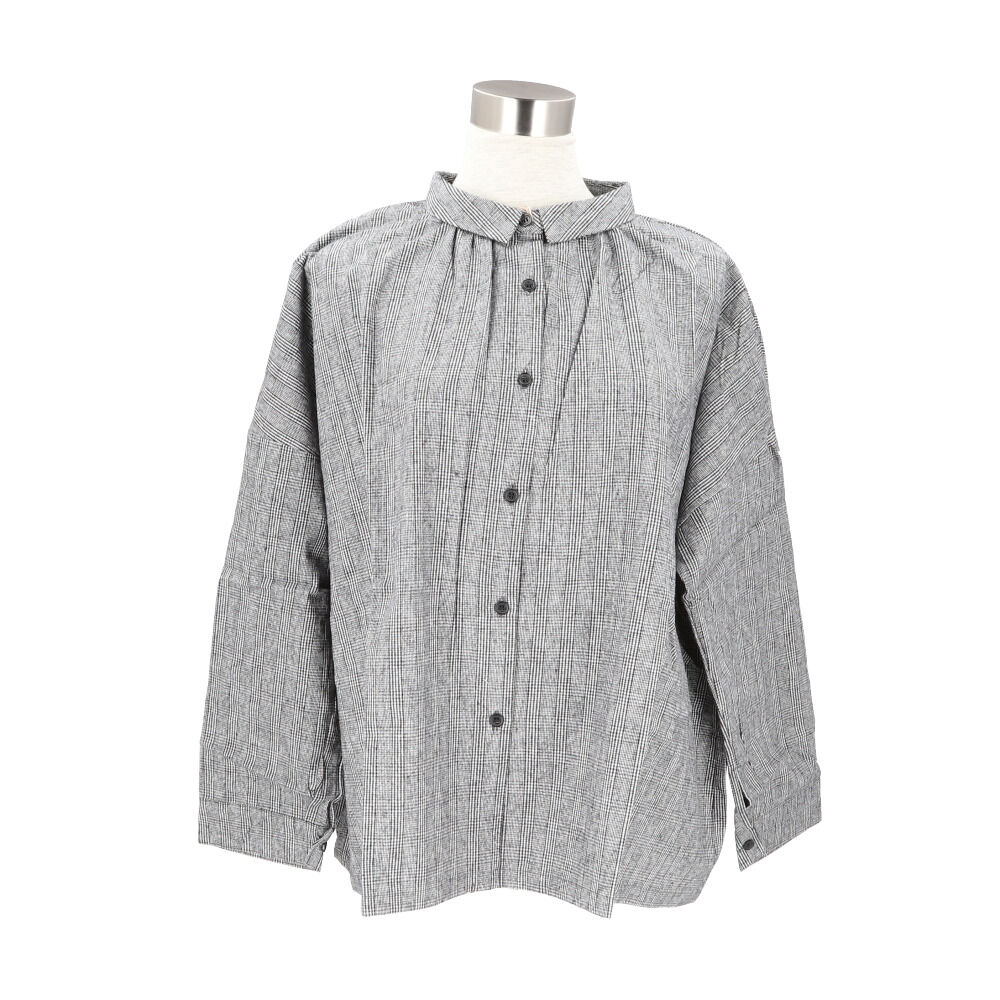 BACKYARD FAMILY「DGY ディージーワイ チェックシャツ レディース 通販 ブラウス シャツ ギャザーブラウス」|シャツ・ブラウス|グレー1