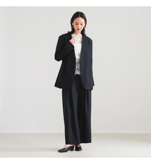 BEAMS SELECTION for WOMEN「ATON / ウールトロピカル ノーカラー ジャケット」|ノーカラージャケット|
