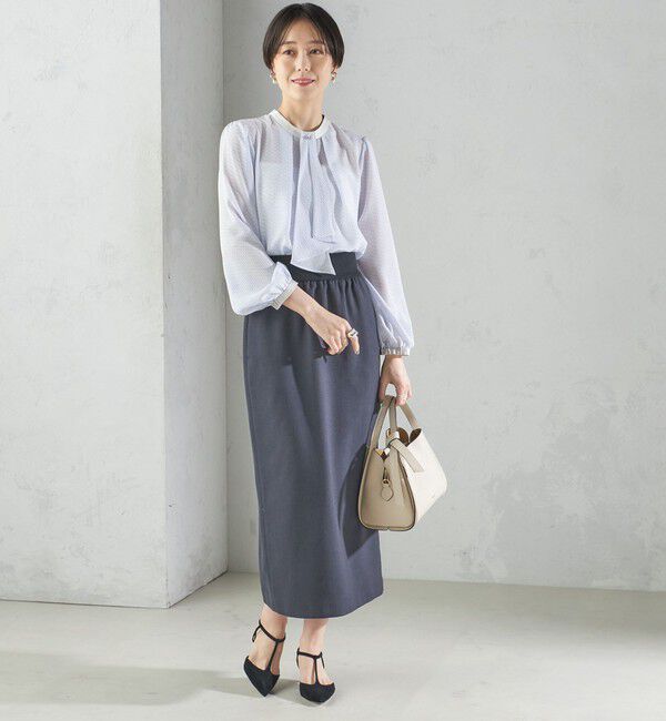SHIPS for women「〈手洗い可能〉Asami 麻調合繊 ウエスト リブ タイト スカート」|タイト|