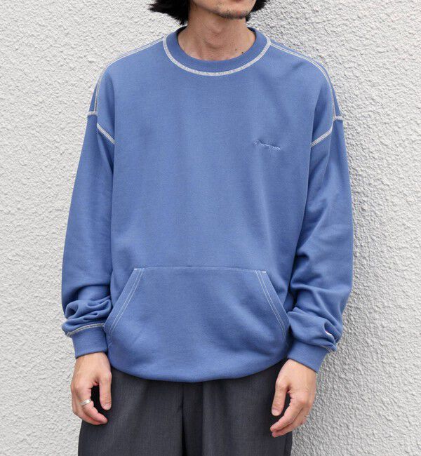 SHIPS any「【SHIPS any別注】Champion: ワンポイント ロゴ 刺繍 ステッチ リラックス スウェット◇」|スウェット・ジャージ|ブルー