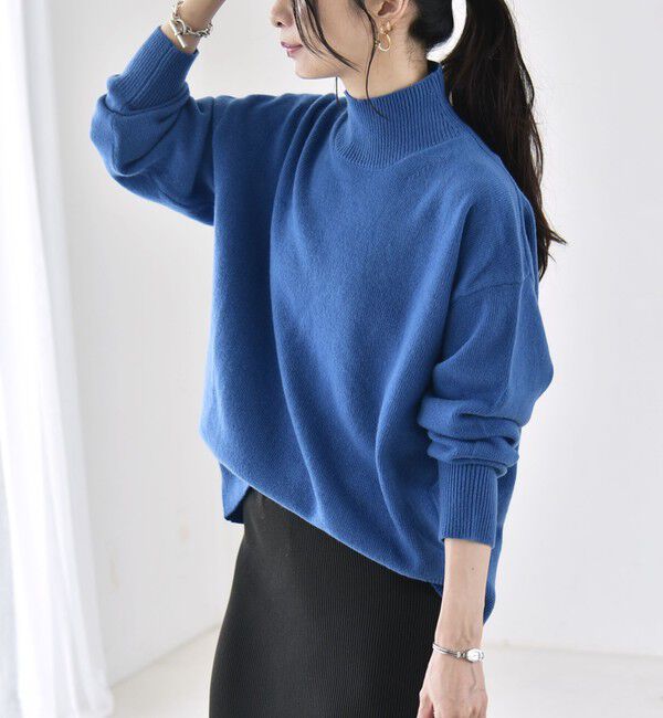 quaranciel「《予約》〈手洗い可能〉AQUA カシミヤ ミックス ハイネック スリット ニット」|ニット・セーター|