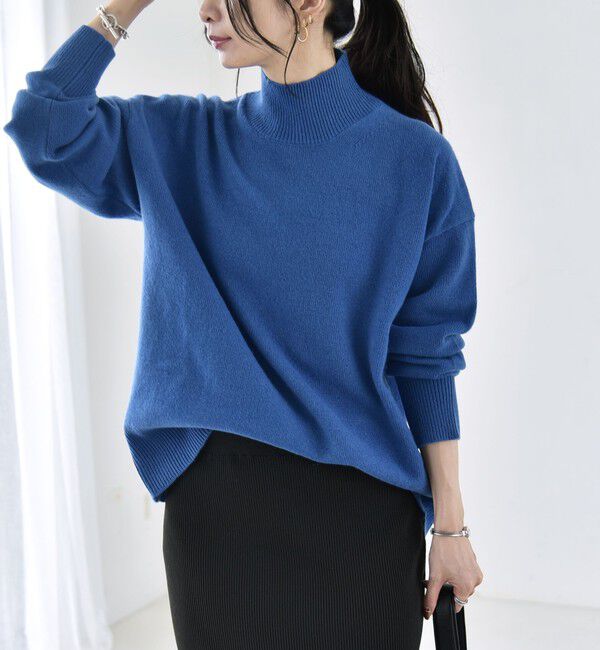 quaranciel「《予約》〈手洗い可能〉AQUA カシミヤ ミックス ハイネック スリット ニット」|ニット・セーター|