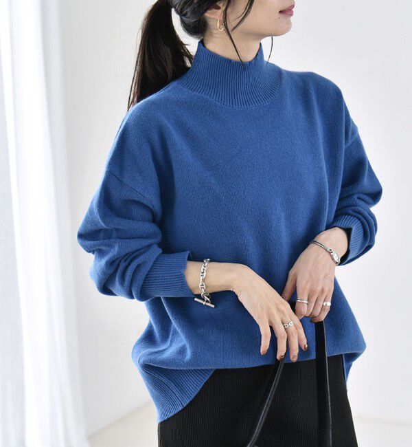 quaranciel「《予約》〈手洗い可能〉AQUA カシミヤ ミックス ハイネック スリット ニット」|ニット・セーター|