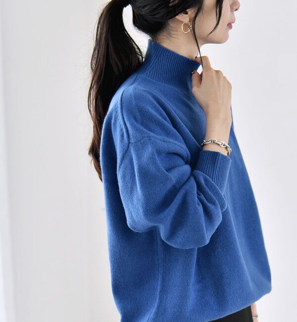 quaranciel「《予約》〈手洗い可能〉AQUA カシミヤ ミックス ハイネック スリット ニット」|ニット・セーター|