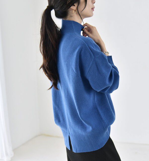 quaranciel「《予約》〈手洗い可能〉AQUA カシミヤ ミックス ハイネック スリット ニット」|ニット・セーター|