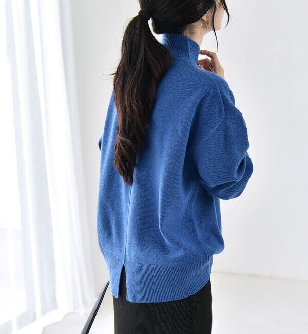 quaranciel「《予約》〈手洗い可能〉AQUA カシミヤ ミックス ハイネック スリット ニット」|ニット・セーター|
