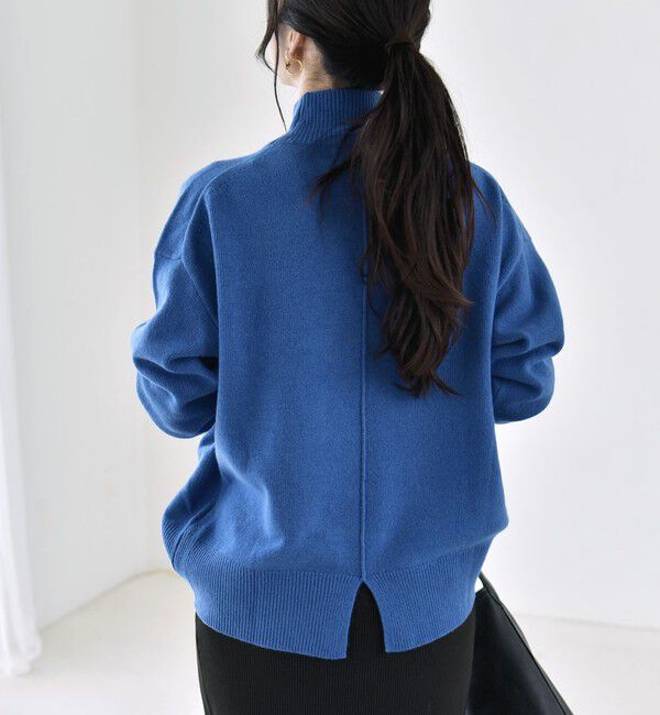 quaranciel「《予約》〈手洗い可能〉AQUA カシミヤ ミックス ハイネック スリット ニット」|ニット・セーター|