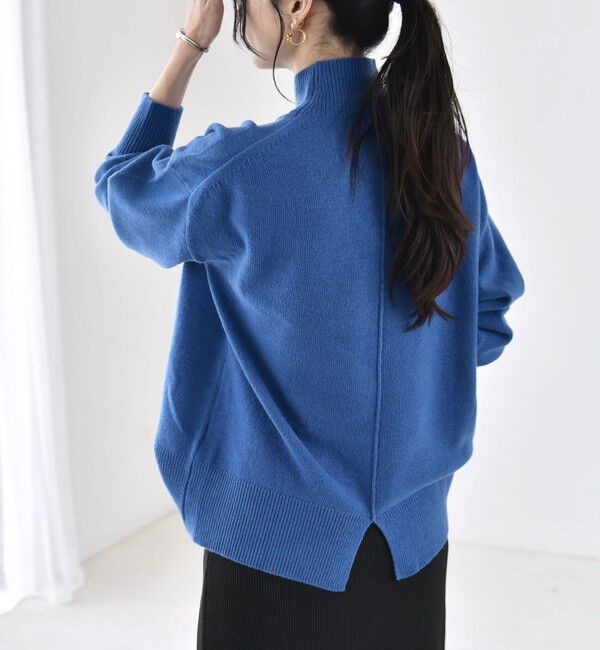 quaranciel「《予約》〈手洗い可能〉AQUA カシミヤ ミックス ハイネック スリット ニット」|ニット・セーター|