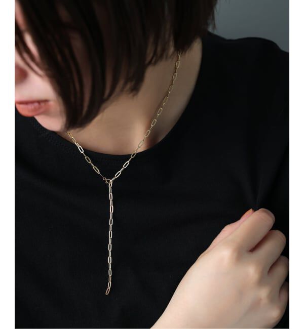 Lilas by Spick&Span「中空ペーパークリップチェーン50cmネックレス K18」|ネックレス|