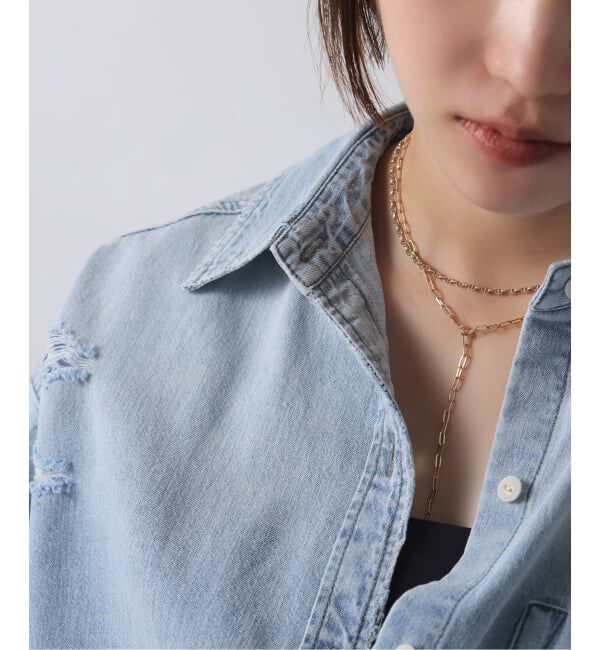 Lilas by Spick&Span「中空ペーパークリップチェーン50cmネックレス K18」|ネックレス|