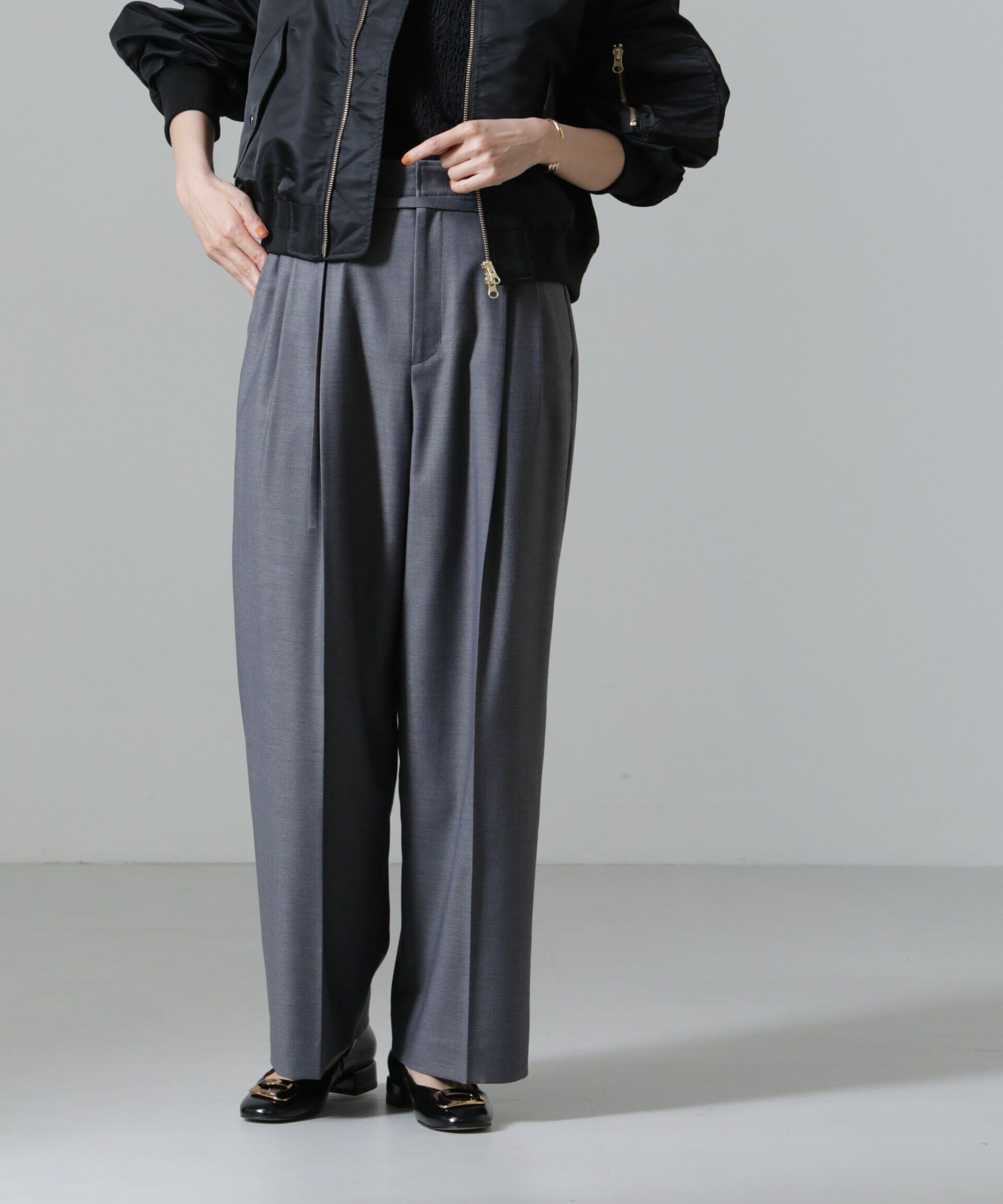 NANO universe「スーチングワイドスラックスパンツ」|チノ|