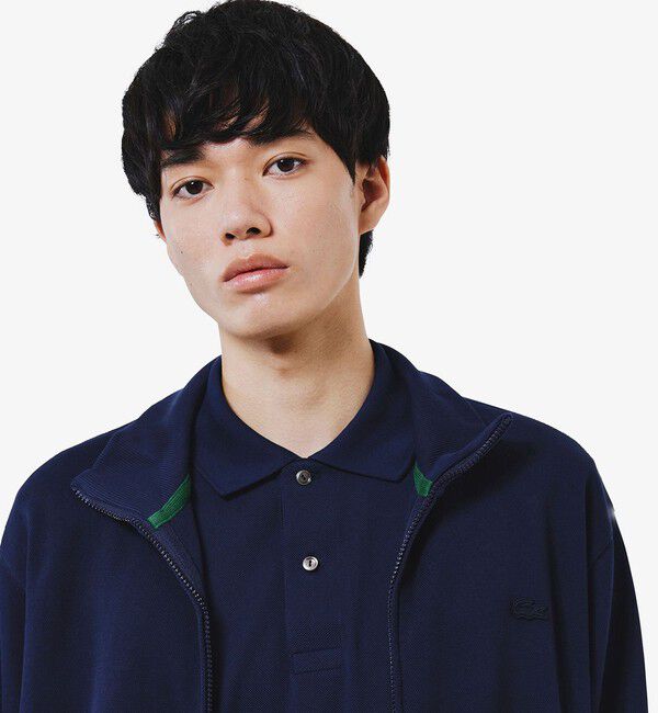 LACOSTE「鹿の子ダブルジップ ハイネック ドライバーズニット」|カーディガン|