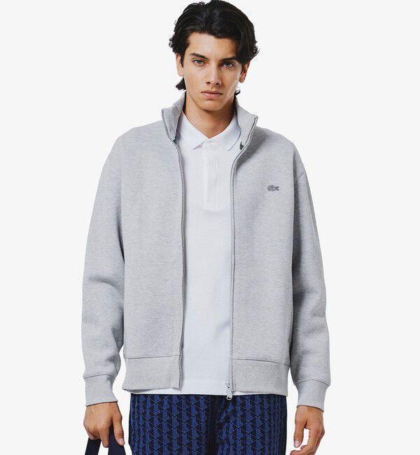LACOSTE「鹿の子ダブルジップ ハイネック ドライバーズニット」|カーディガン|グレー