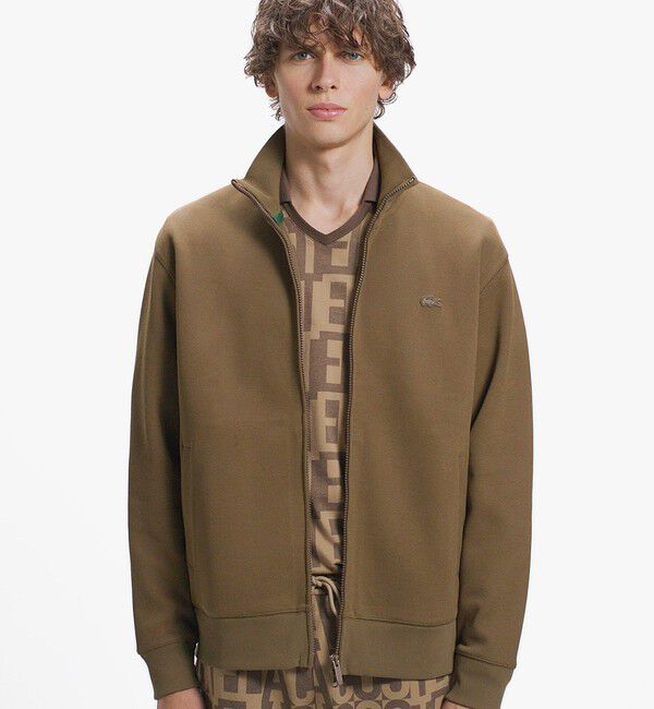 LACOSTE「鹿の子ダブルジップ ハイネック ドライバーズニット」|カーディガン|