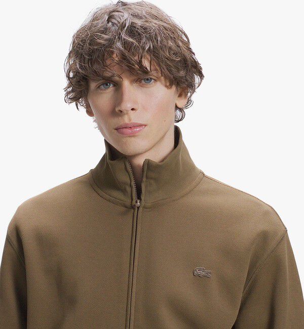 LACOSTE「鹿の子ダブルジップ ハイネック ドライバーズニット」|カーディガン|