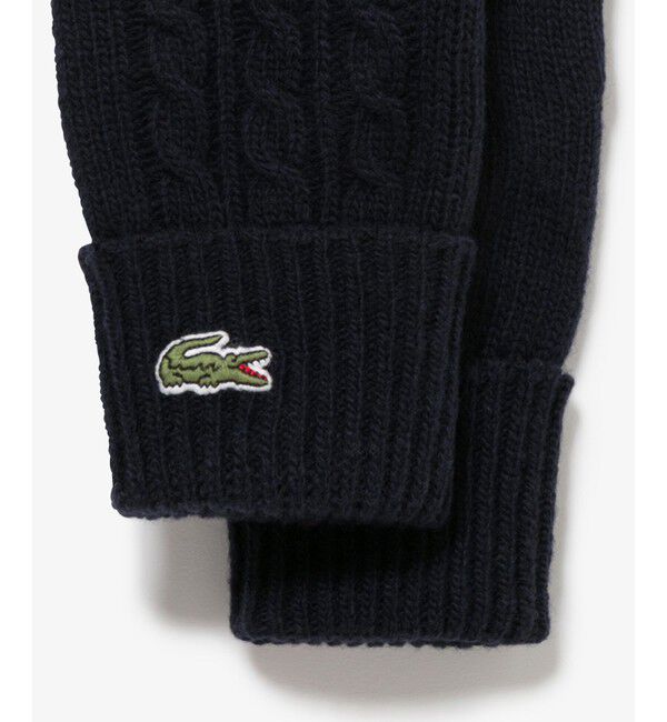 LACOSTE「ケーブルニットウールグローブ」|手袋|