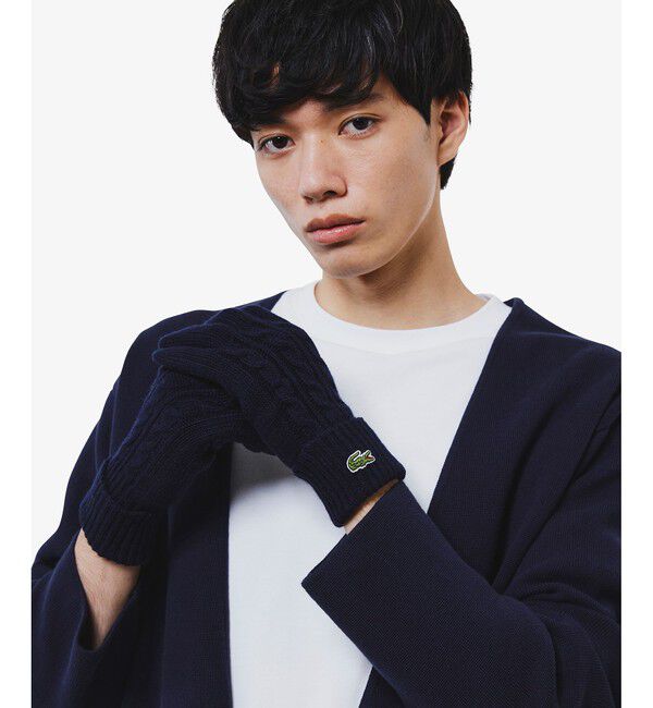 LACOSTE「ケーブルニットウールグローブ」|手袋|