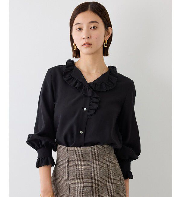 ROPE「【J'aDoRe・一部店舗限定サイズ】エンブロイダリーフリルブラウス/イージーケア」|シャツ・ブラウス|
