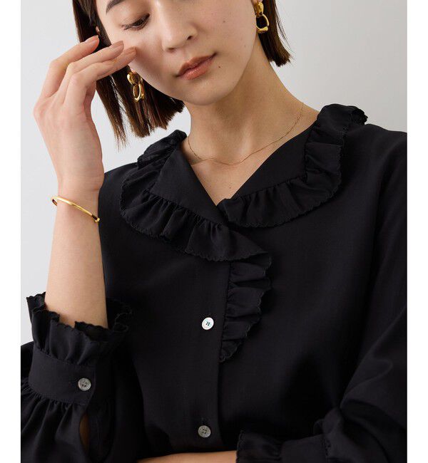 ROPE「【J'aDoRe・一部店舗限定サイズ】エンブロイダリーフリルブラウス/イージーケア」|シャツ・ブラウス|