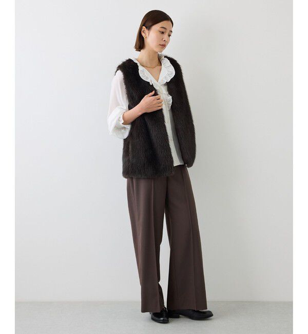 ROPE「【J'aDoRe・一部店舗限定サイズ】エンブロイダリーフリルブラウス/イージーケア」|シャツ・ブラウス|