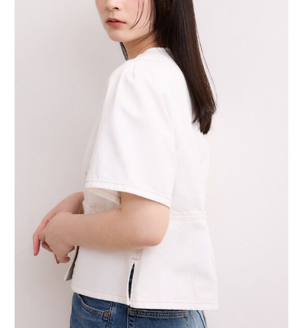 ADAM ET ROPE'「【WEB限定】デニムパフスリーブブラウス」|シャツ・ブラウス|
