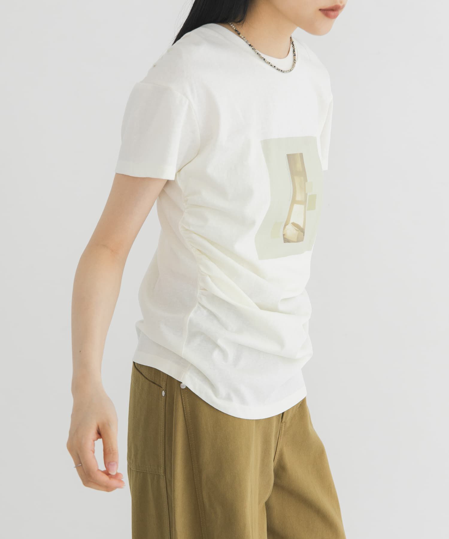  「ドレーププリントTEE」|Tシャツ・カットソー|アイボリー