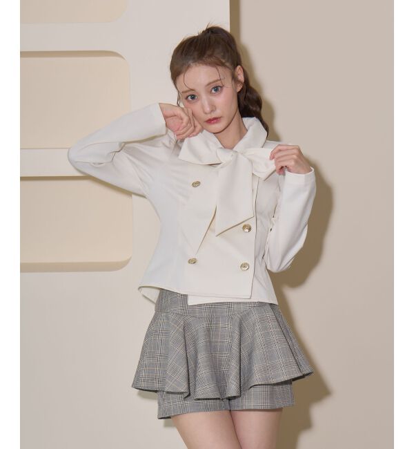  「ダブルボタンボウタイブラウス」|シャツ・ブラウス|