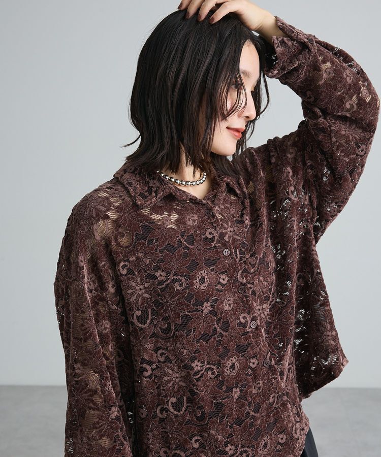 Green Parks「ベロアレースシャツ」|シャツ・ブラウス|Brown