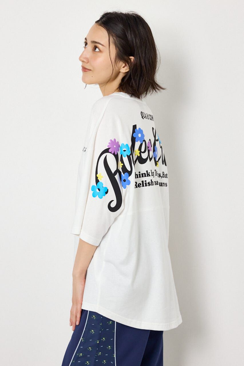 RODEO CROWNS「フラワースクリプトロゴ5分袖Tシャツ」|Tシャツ・カットソー|