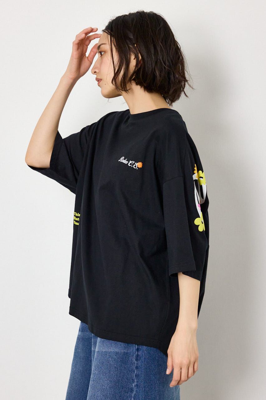 RODEO CROWNS「フラワースクリプトロゴ5分袖Tシャツ」|Tシャツ・カットソー|