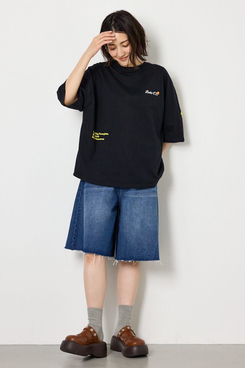 RODEO CROWNS「フラワースクリプトロゴ5分袖Tシャツ」|Tシャツ・カットソー|