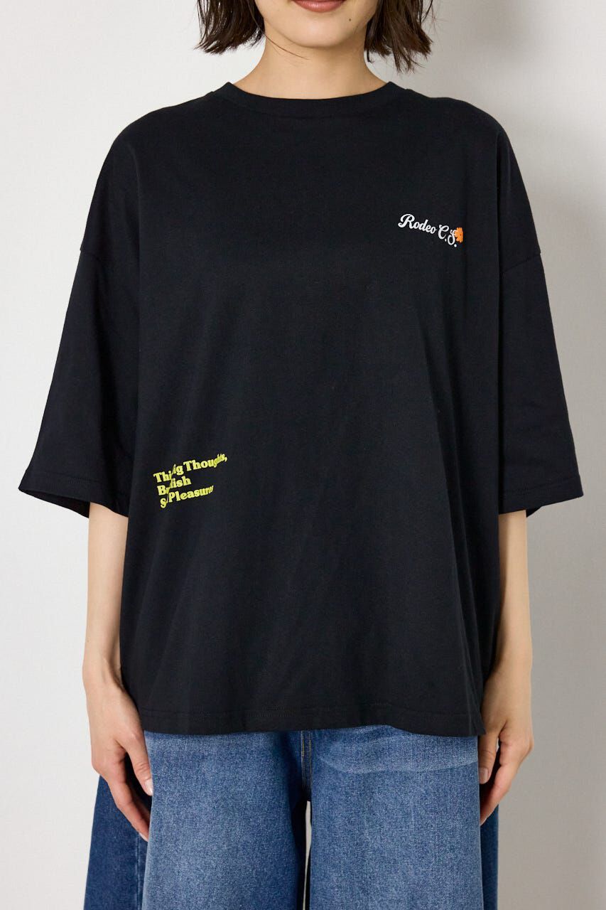 RODEO CROWNS「フラワースクリプトロゴ5分袖Tシャツ」|Tシャツ・カットソー|