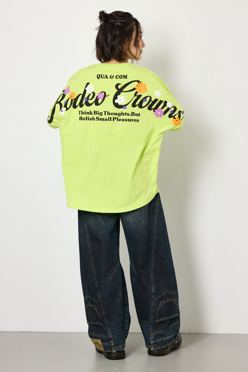 RODEO CROWNS「フラワースクリプトロゴ5分袖Tシャツ」|Tシャツ・カットソー|