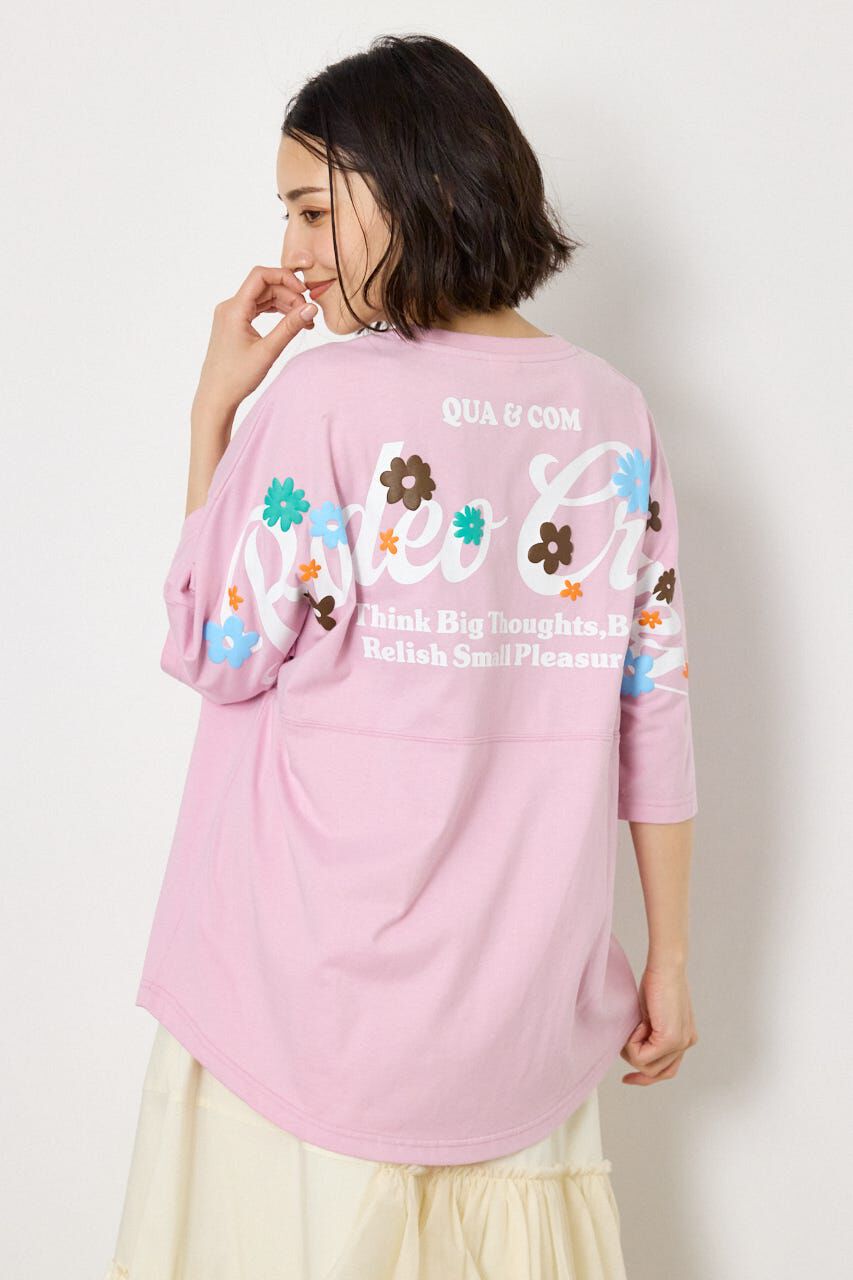 RODEO CROWNS「フラワースクリプトロゴ5分袖Tシャツ」|Tシャツ・カットソー|