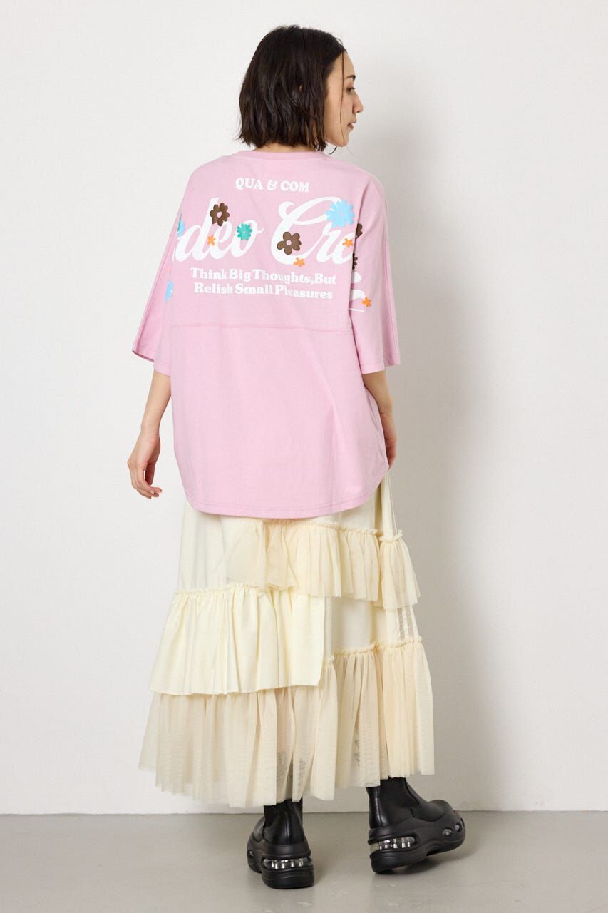 RODEO CROWNS「フラワースクリプトロゴ5分袖Tシャツ」|Tシャツ・カットソー|