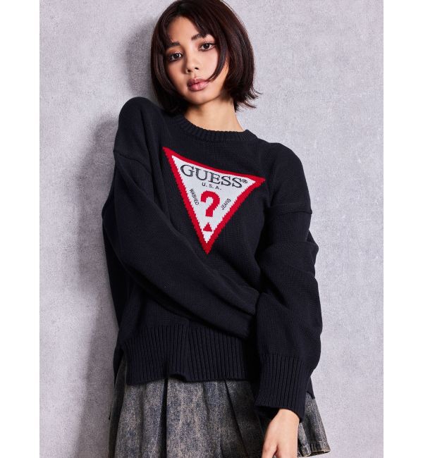 GYDA「GUESS GJ LS CN BIG TRIANGLE SWTR」|ニット・セーター|ブラック