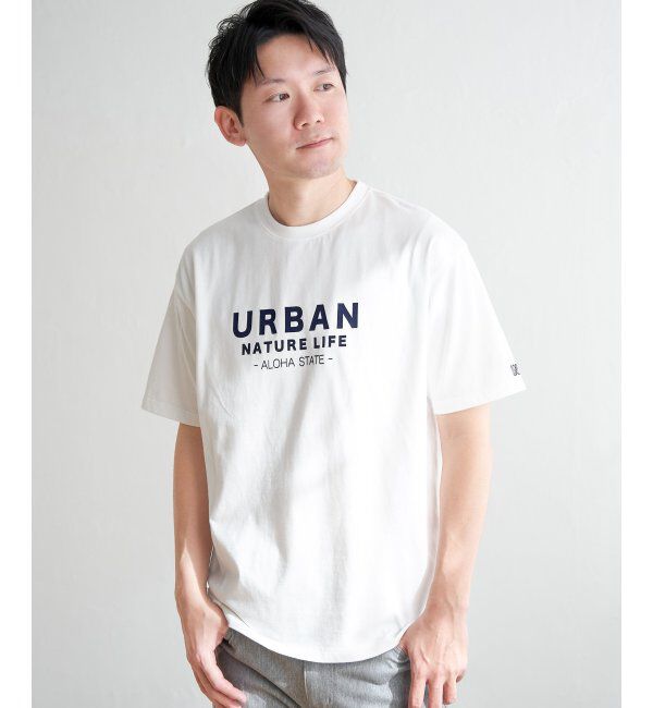 ikka「URBAN NATURE LIFE アーバンネイチャーライフ フロッキープリントTシャツ」|Tシャツ・カットソー|