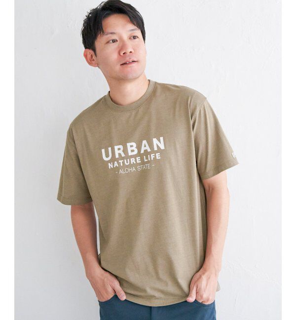 ikka「URBAN NATURE LIFE アーバンネイチャーライフ フロッキープリントTシャツ」|Tシャツ・カットソー|ベージュ