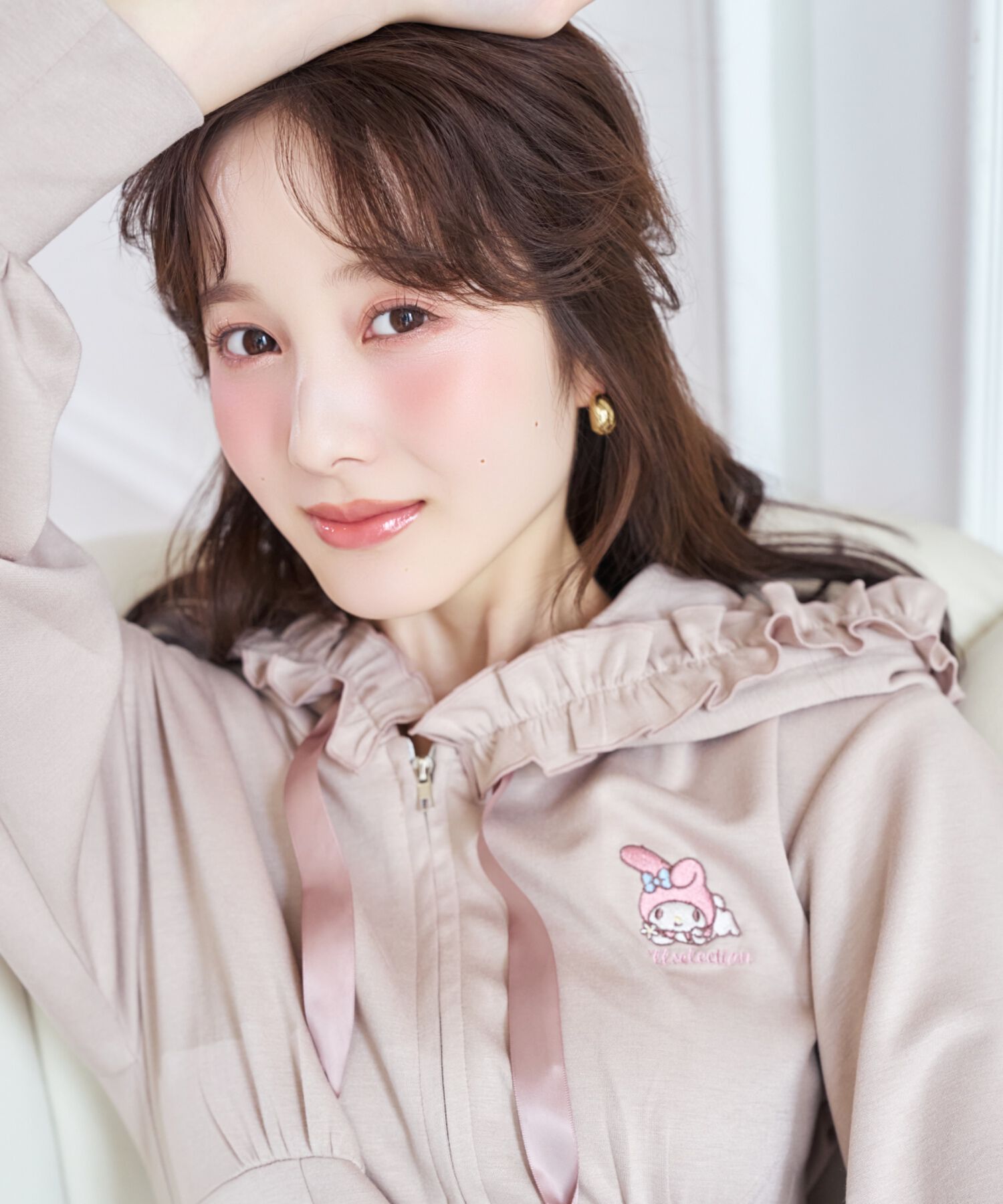 WILLSELECTION「WILLSELECTION&times;マイメロディ＆クロミ 刺繍フリルフードパーカーワンピース」|ワンピース|