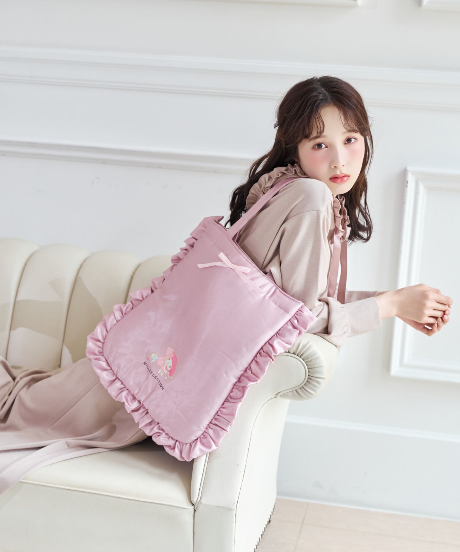 WILLSELECTION「WILLSELECTION&times;マイメロディ＆クロミ 刺繍フリルフードパーカーワンピース」|ワンピース|