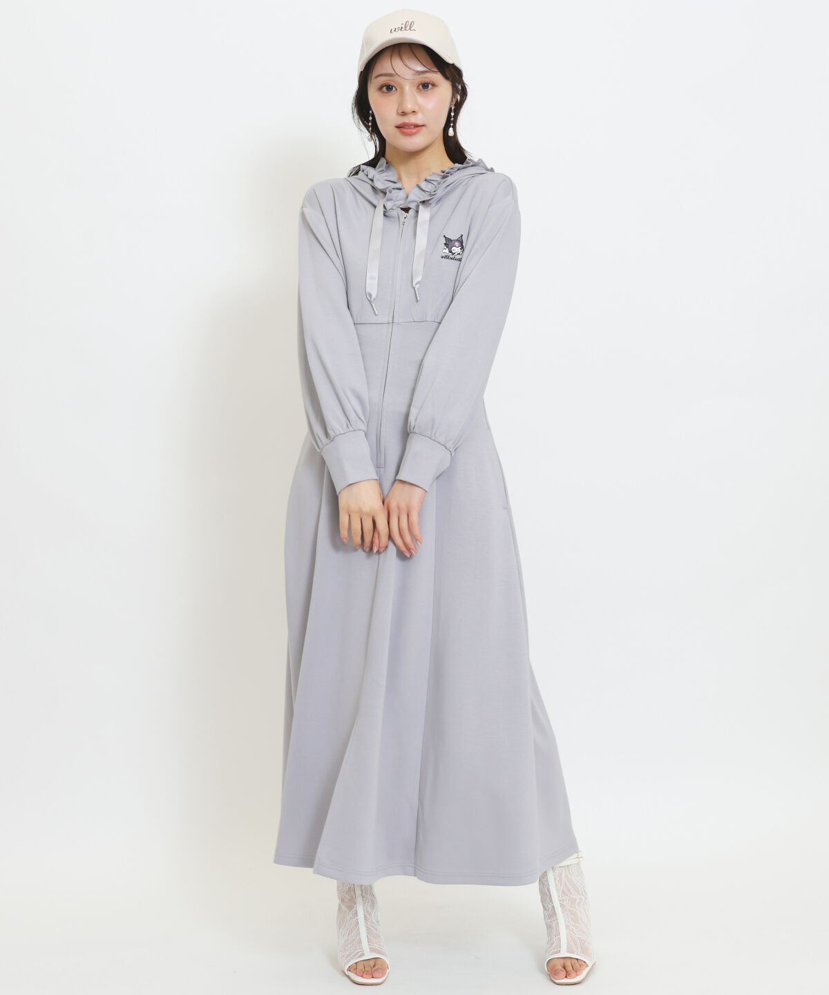 WILLSELECTION「WILLSELECTION&times;マイメロディ＆クロミ 刺繍フリルフードパーカーワンピース」|ワンピース|