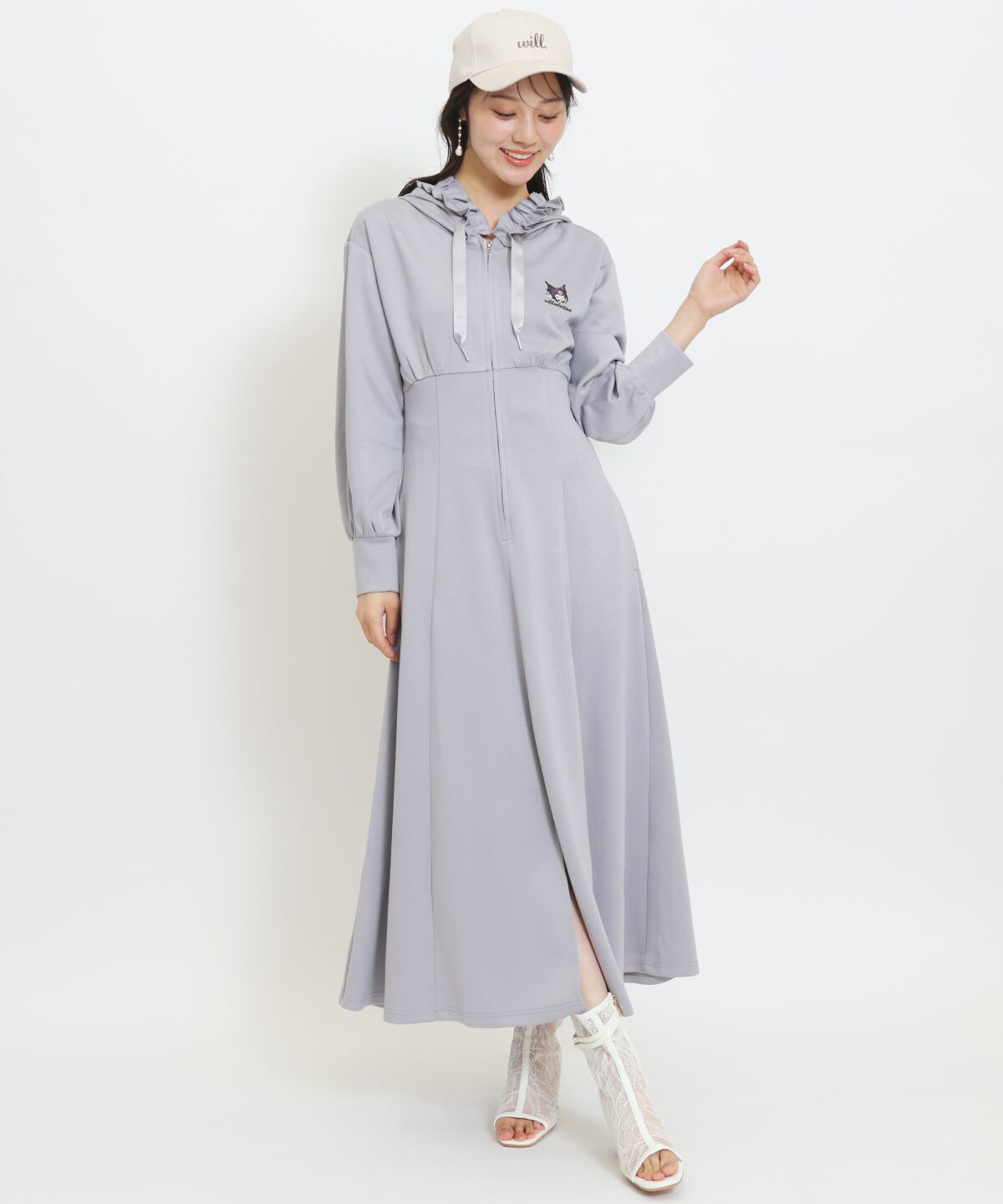 WILLSELECTION「WILLSELECTION&times;マイメロディ＆クロミ 刺繍フリルフードパーカーワンピース」|ワンピース|