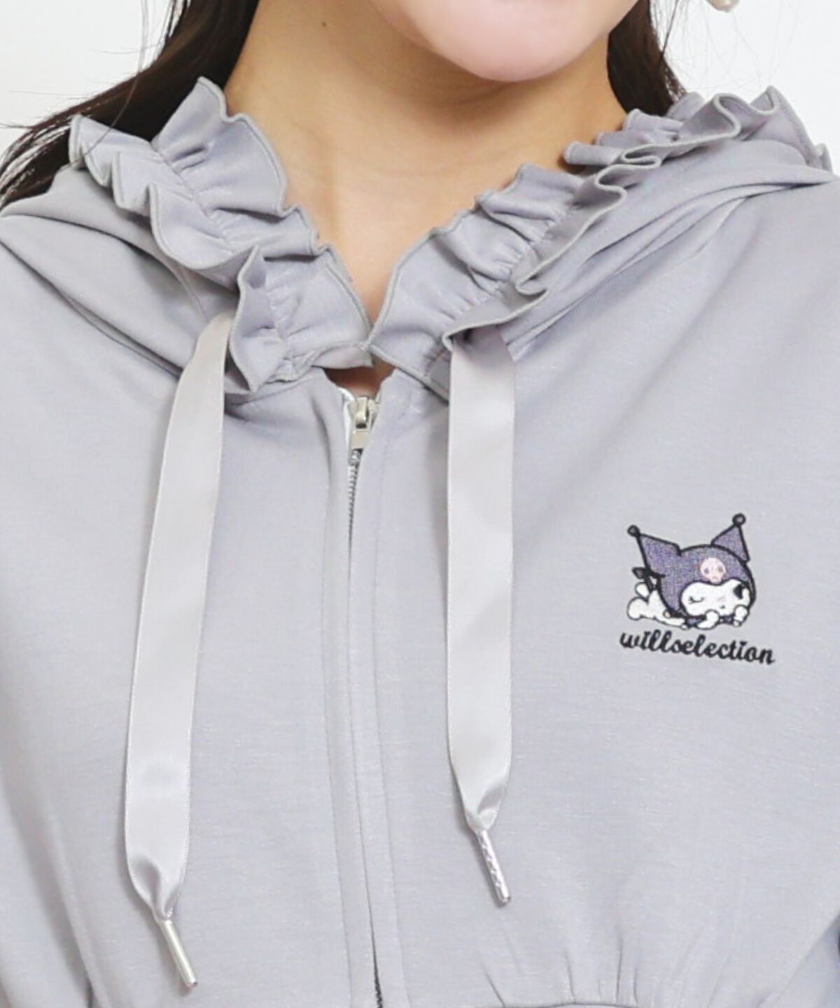 WILLSELECTION「WILLSELECTION&times;マイメロディ＆クロミ 刺繍フリルフードパーカーワンピース」|ワンピース|