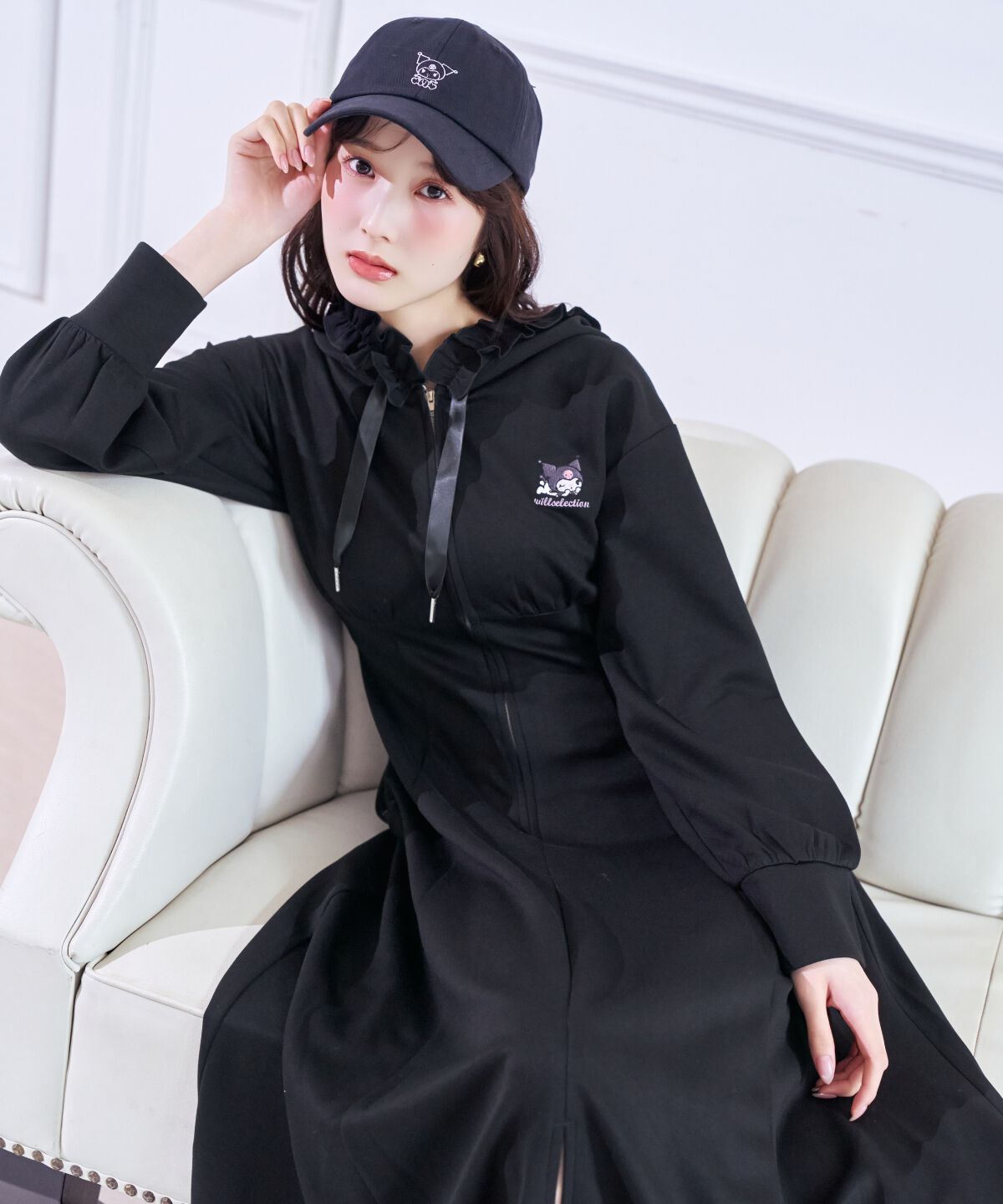 WILLSELECTION「WILLSELECTION&times;マイメロディ＆クロミ 刺繍フリルフードパーカーワンピース」|ワンピース|