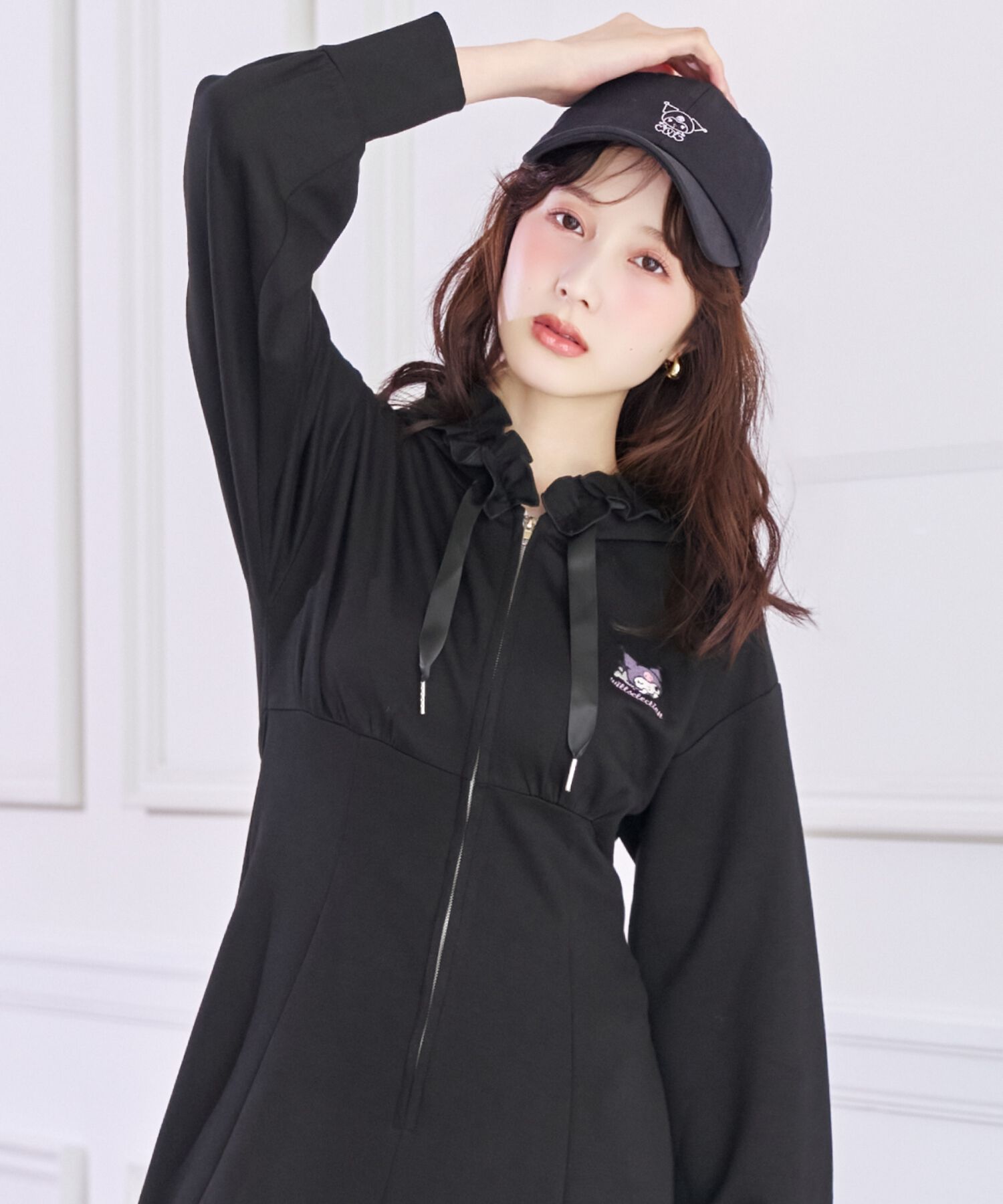 WILLSELECTION「WILLSELECTION&times;マイメロディ＆クロミ 刺繍フリルフードパーカーワンピース」|ワンピース|