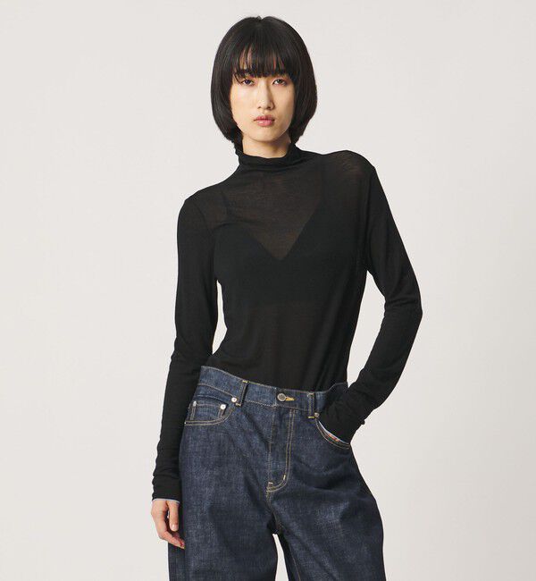 AEWEN MATOPH「＜AEWEN MATOPH＞シアー ハイネック カットソー」|Tシャツ・カットソー|BLACK
