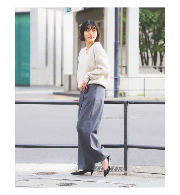 BEAMS SELECTION for WOMEN「ATON / ウールトロピカル ワイドイージーパンツ」|チノ|