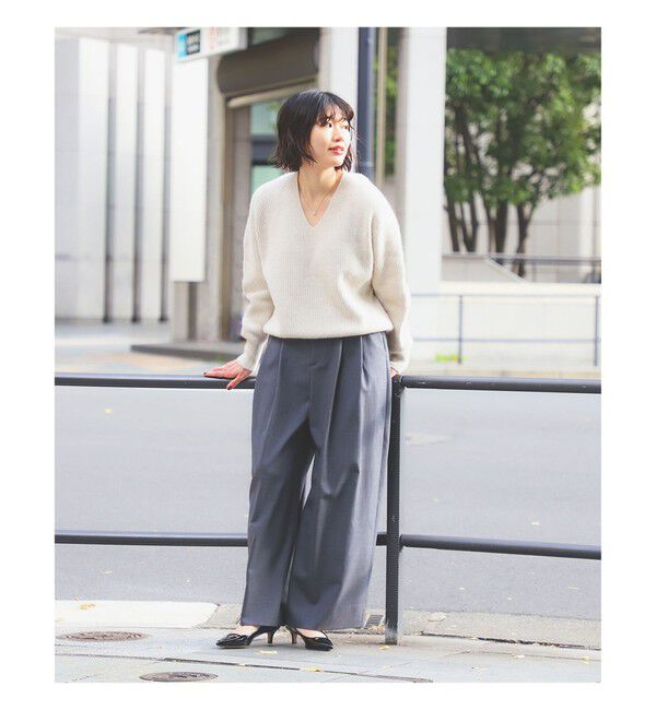 BEAMS SELECTION for WOMEN「ATON / ウールトロピカル ワイドイージーパンツ」|チノ|