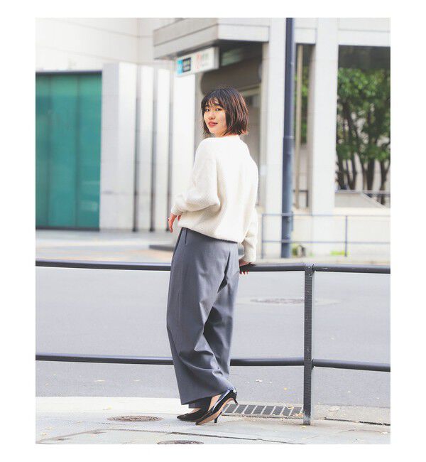 BEAMS SELECTION for WOMEN「ATON / ウールトロピカル ワイドイージーパンツ」|チノ|