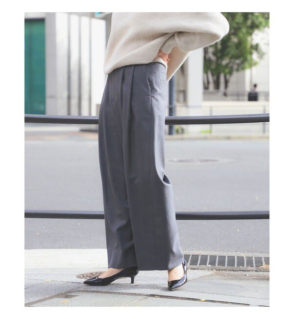 BEAMS SELECTION for WOMEN「ATON / ウールトロピカル ワイドイージーパンツ」|チノ|